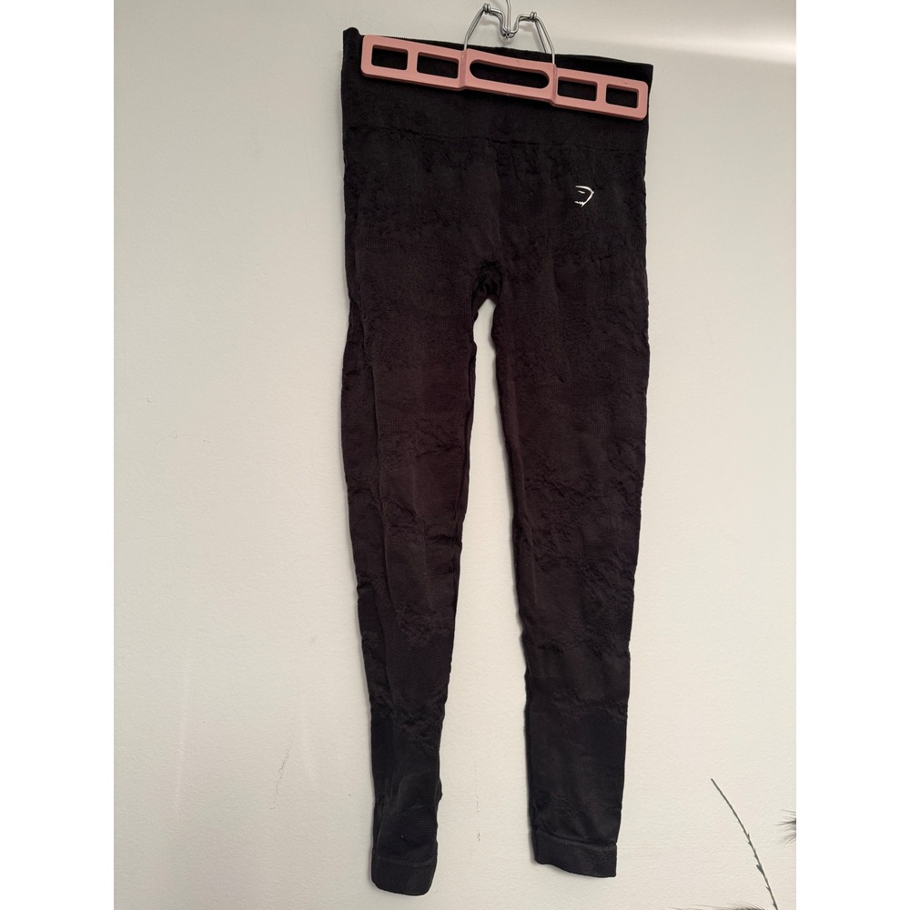 Gymshark‎ Camo Seamless Leggings Black High Waisted Workout Pants B3A6A Womens S